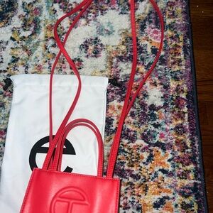 Small RED Telfar shopping bag